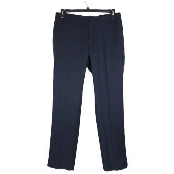 Alfani Mens Slim Fit 2 Piece Tuxedo Suit 42L 33x32 Navy Stretch Diamond Grid NWT
